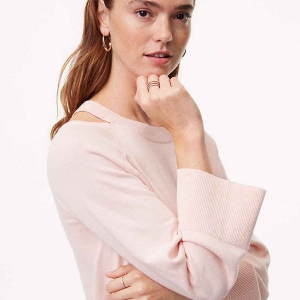 Loft Pink Cutout Neck Sweater - Size S - EUC!